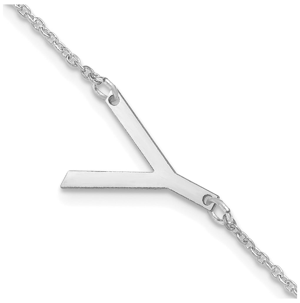 14K Yellow Or White Or Rose Gold Or Sterling Silver Or Gold Plated Polished Small Letter Bracelet