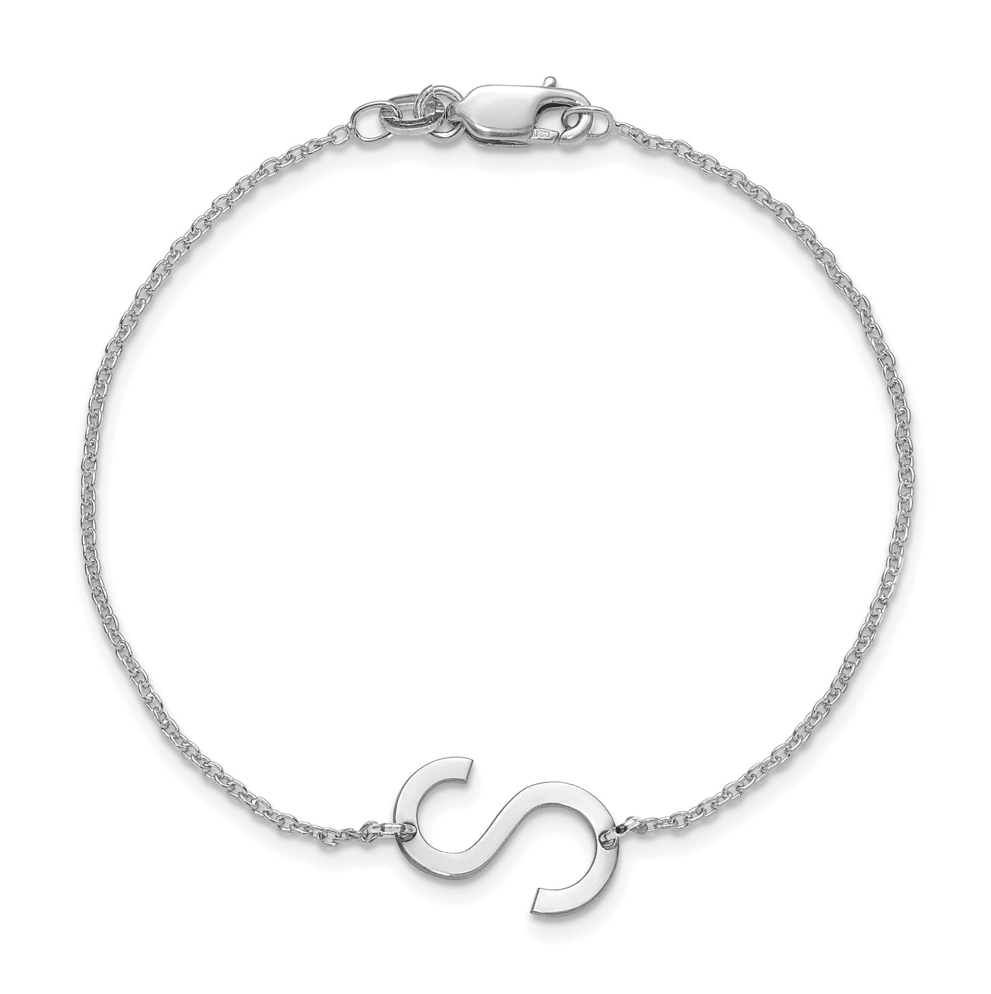14K Yellow Or White Or Rose Gold Or Sterling Silver Or Gold Plated Polished Small Letter Bracelet
