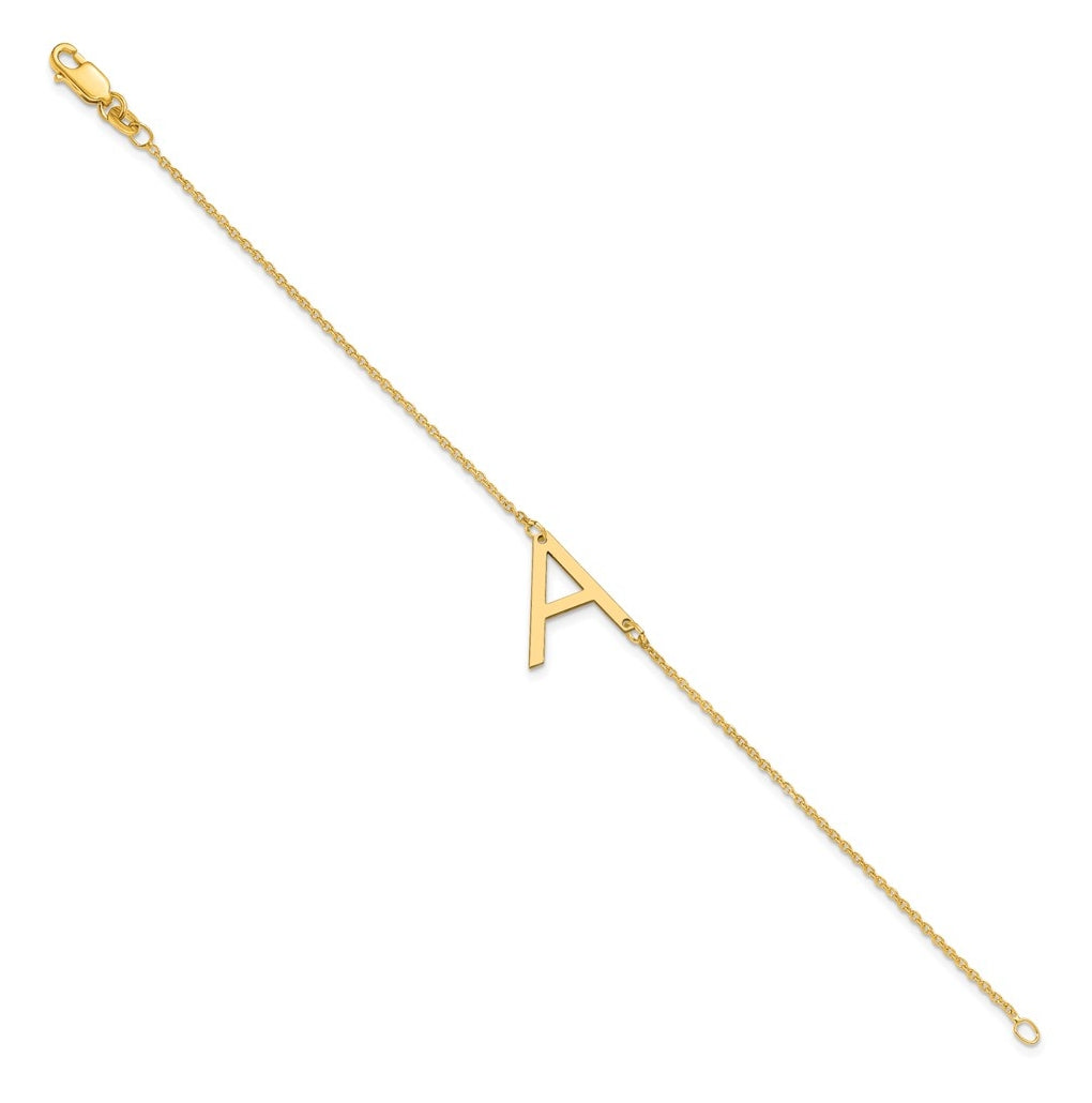 14K Yellow Or White Or Rose Gold Or Sterling Silver Or Gold Plated Polished Small Letter Bracelet