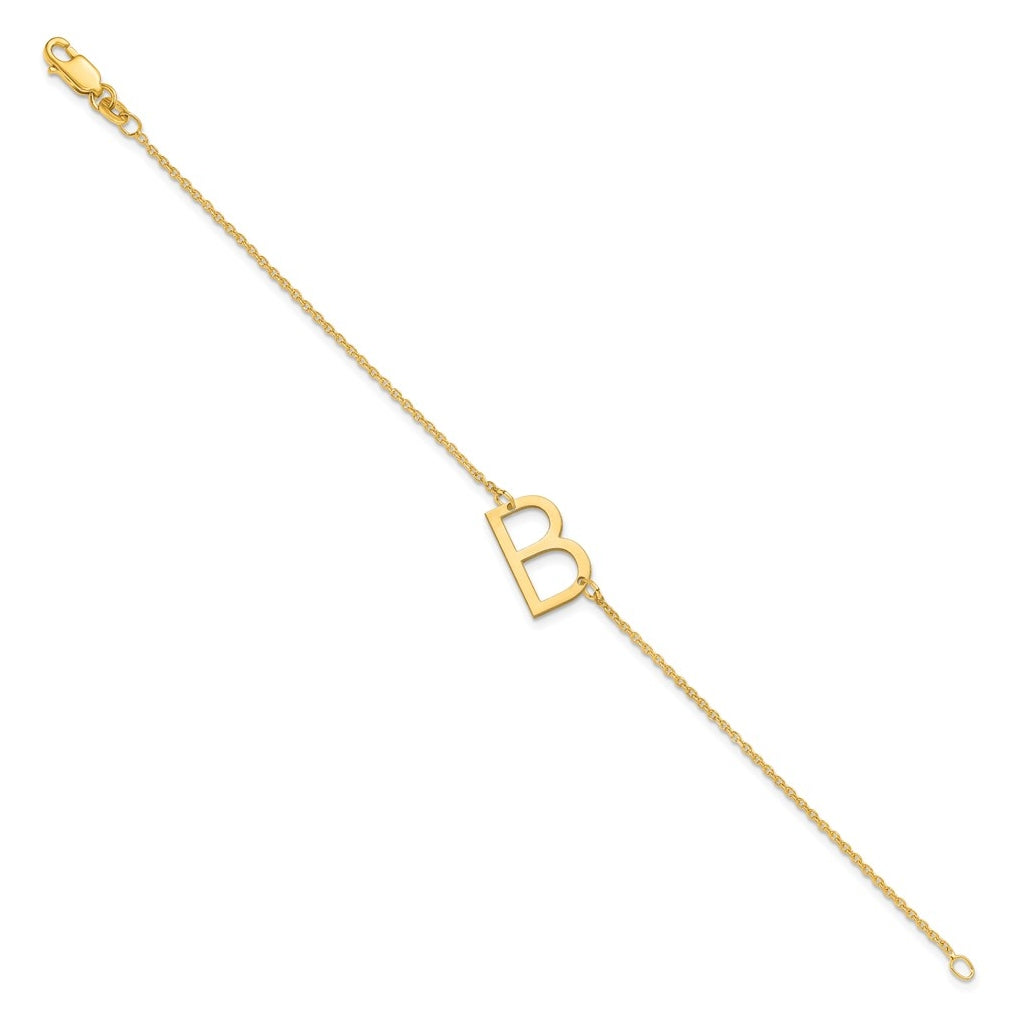 14K Yellow Or White Or Rose Gold Or Sterling Silver Or Gold Plated Polished Small Letter Bracelet