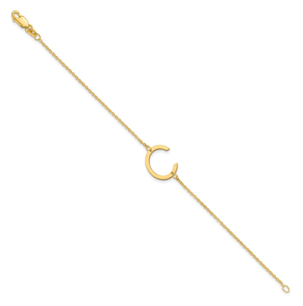 14K Yellow Or White Or Rose Gold Or Sterling Silver Or Gold Plated Polished Small Letter Bracelet