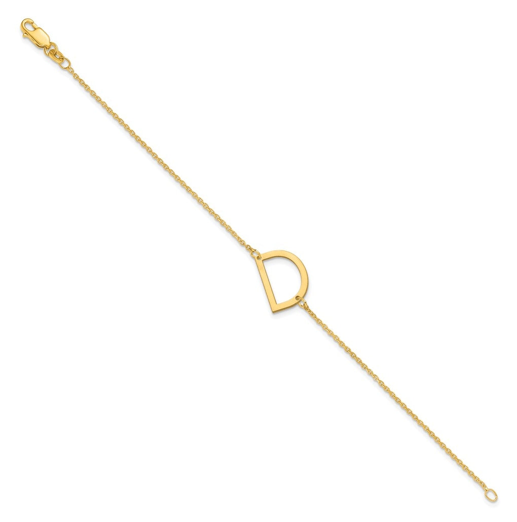 14K Yellow Or White Or Rose Gold Or Sterling Silver Or Gold Plated Polished Small Letter Bracelet