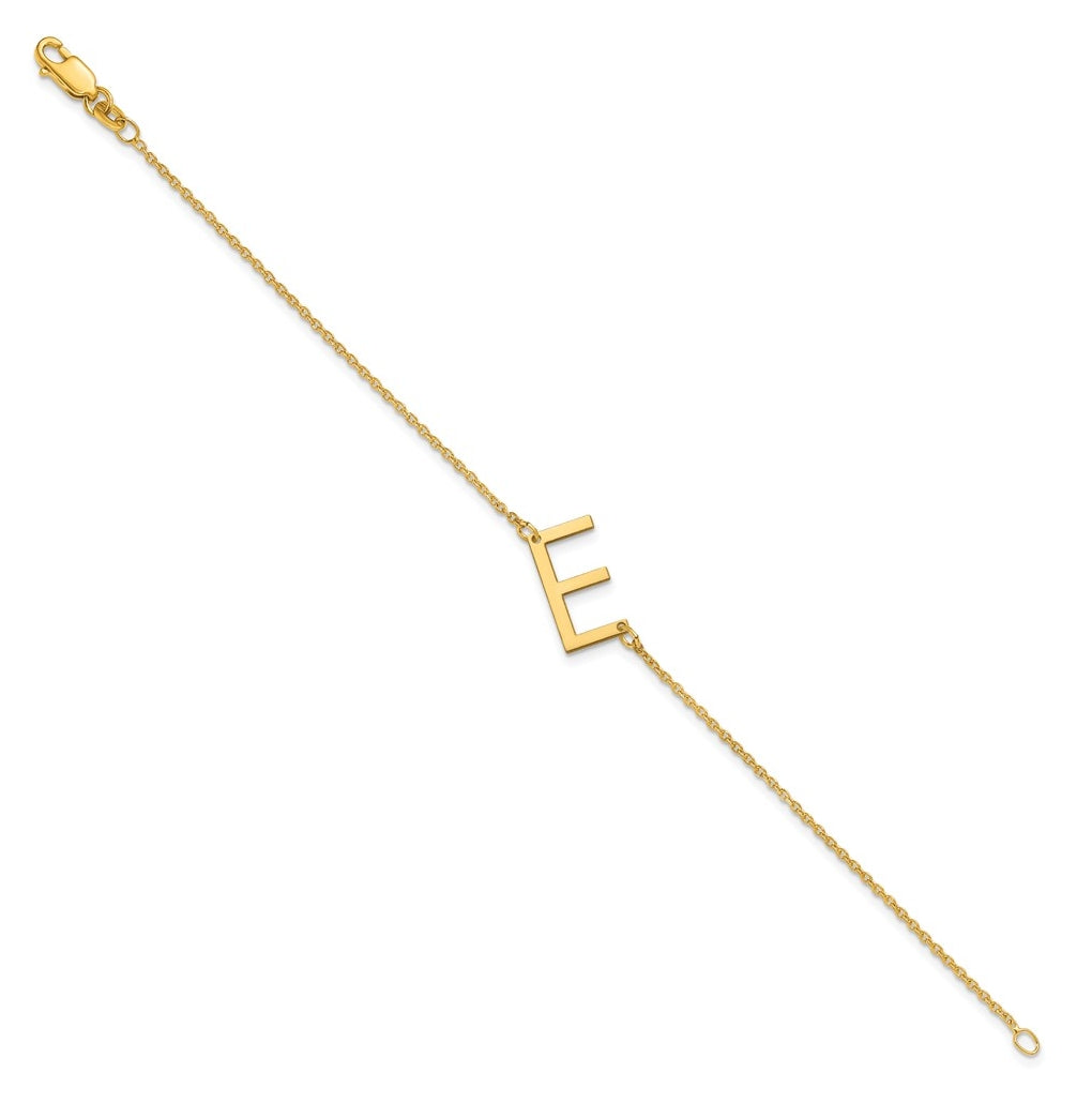 14K Yellow Or White Or Rose Gold Or Sterling Silver Or Gold Plated Polished Small Letter Bracelet
