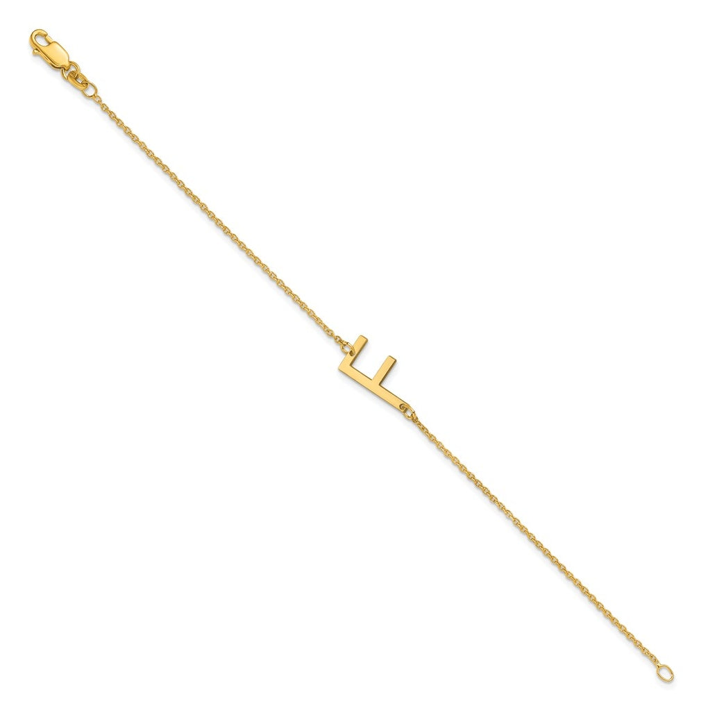 14K Yellow Or White Or Rose Gold Or Sterling Silver Or Gold Plated Polished Small Letter Bracelet