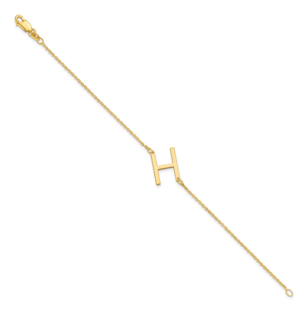 14K Yellow Or White Or Rose Gold Or Sterling Silver Or Gold Plated Polished Small Letter Bracelet