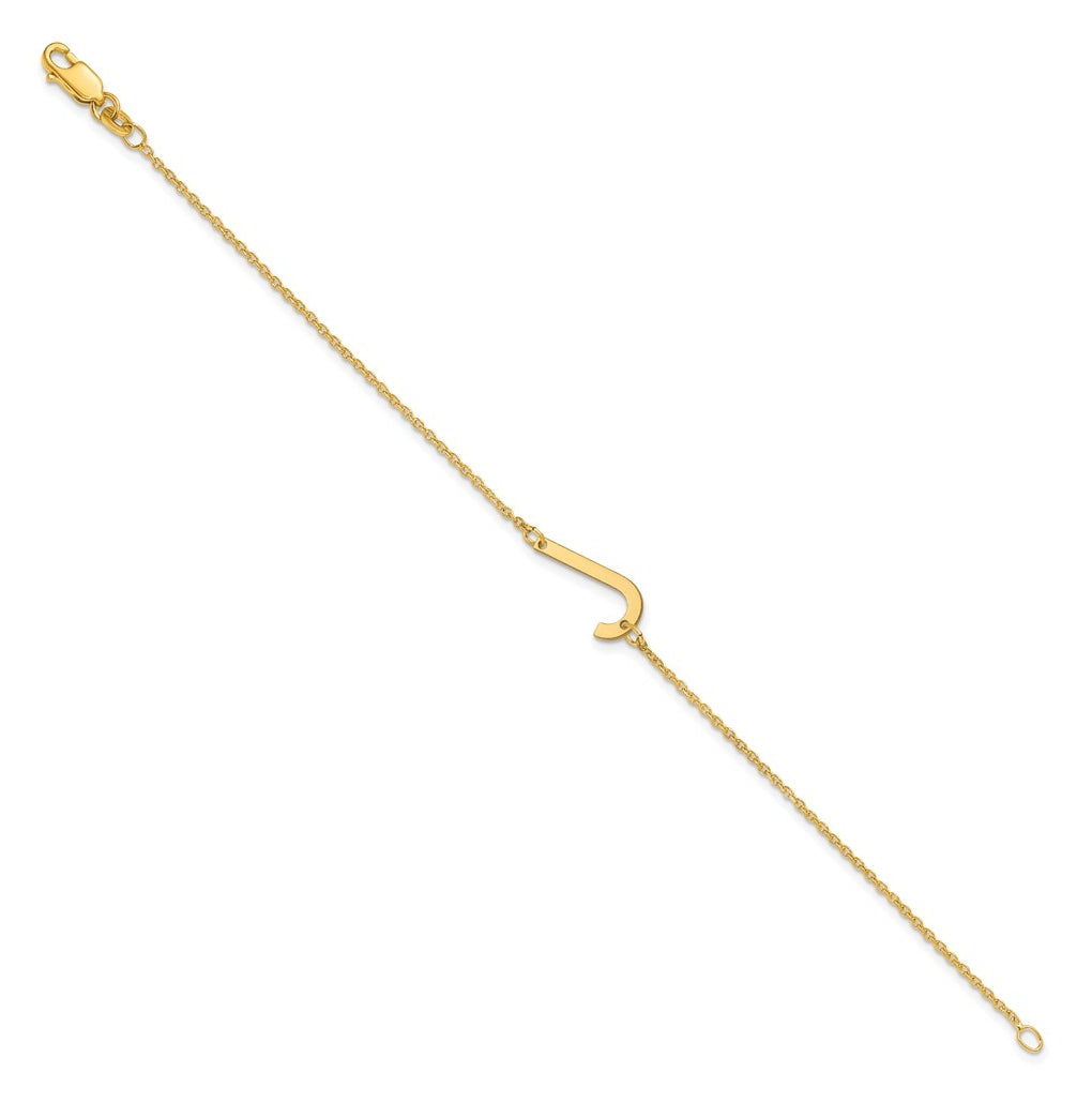 14K Yellow Or White Or Rose Gold Or Sterling Silver Or Gold Plated Polished Small Letter Bracelet