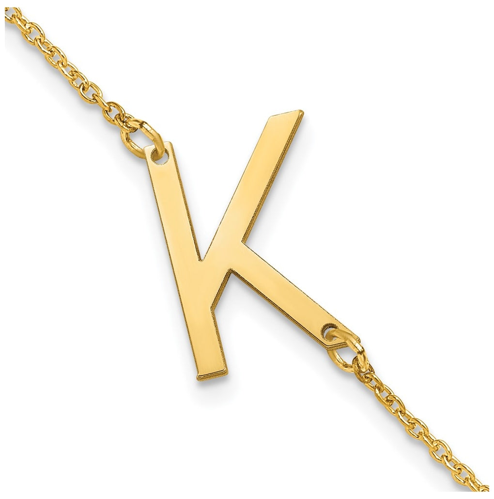 14K Yellow Or White Or Rose Gold Or Sterling Silver Or Gold Plated Polished Small Letter Bracelet