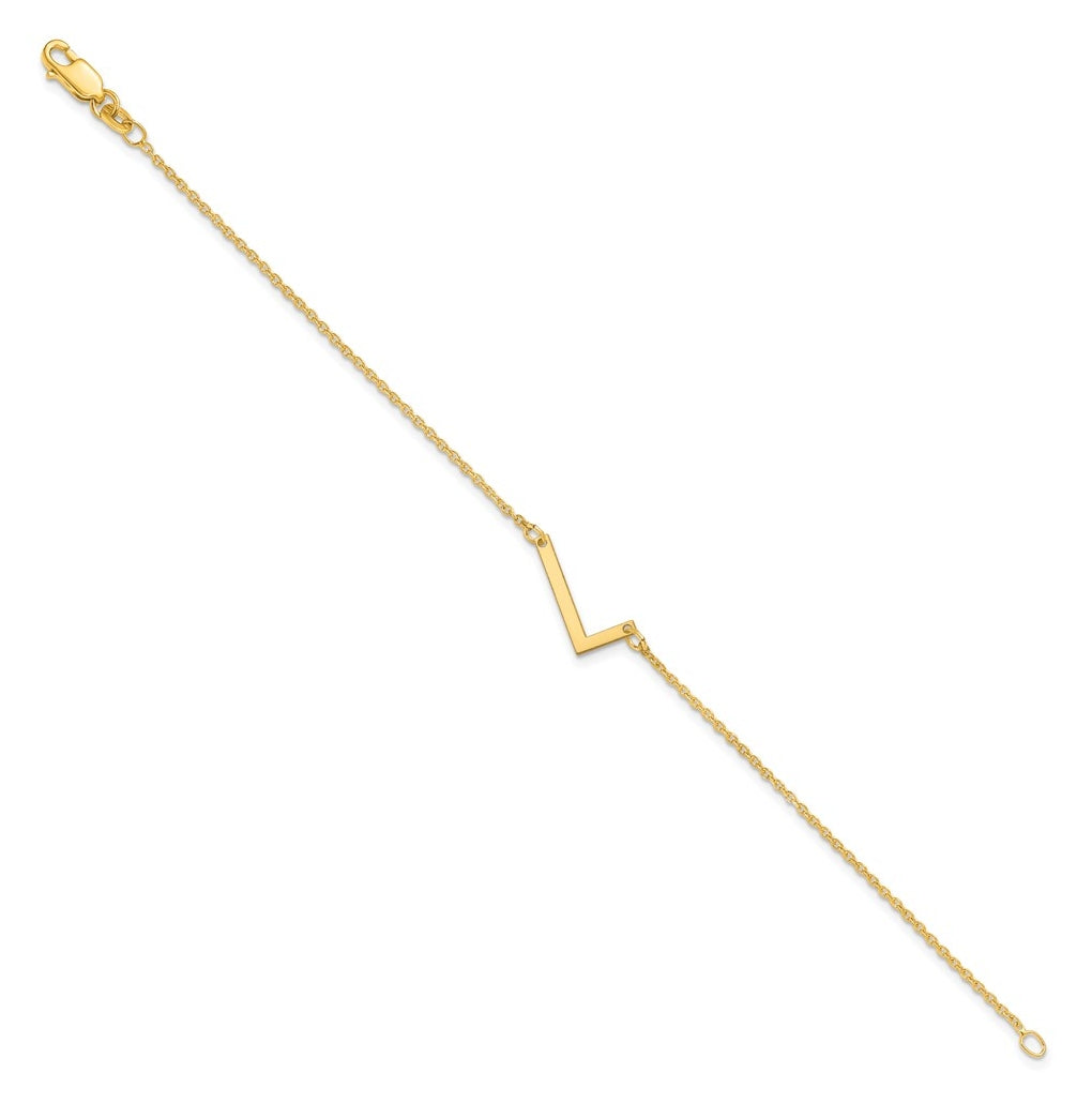 14K Yellow Or White Or Rose Gold Or Sterling Silver Or Gold Plated Polished Small Letter Bracelet