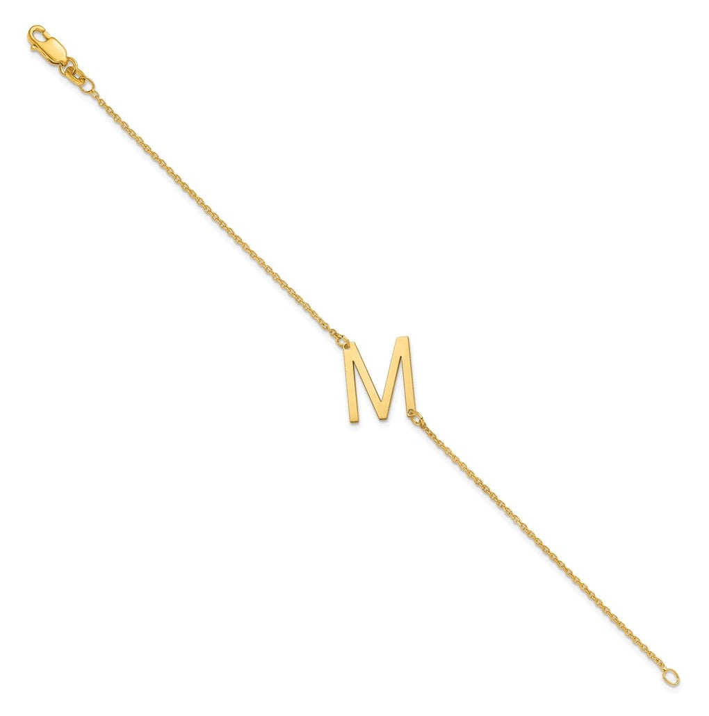 14K Yellow Or White Or Rose Gold Or Sterling Silver Or Gold Plated Polished Small Letter Bracelet