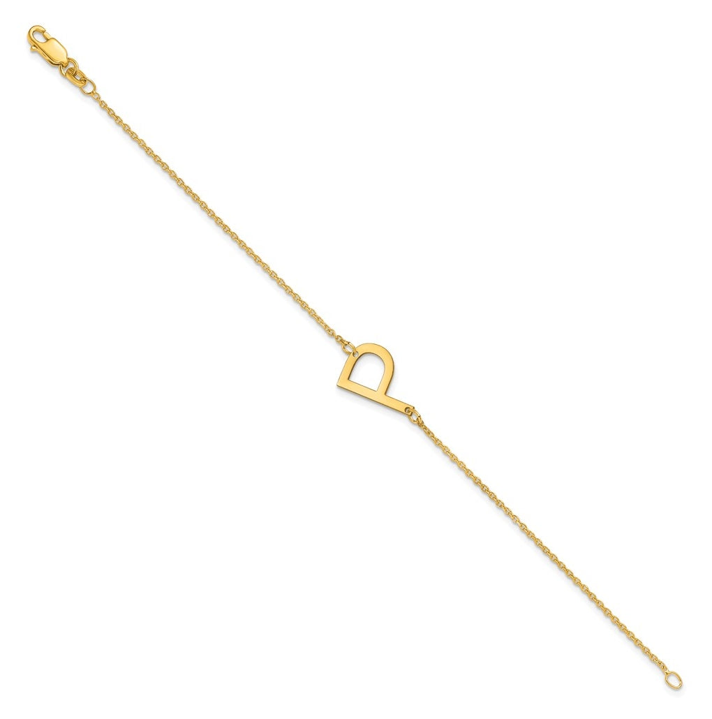 14K Yellow Or White Or Rose Gold Or Sterling Silver Or Gold Plated Polished Small Letter Bracelet
