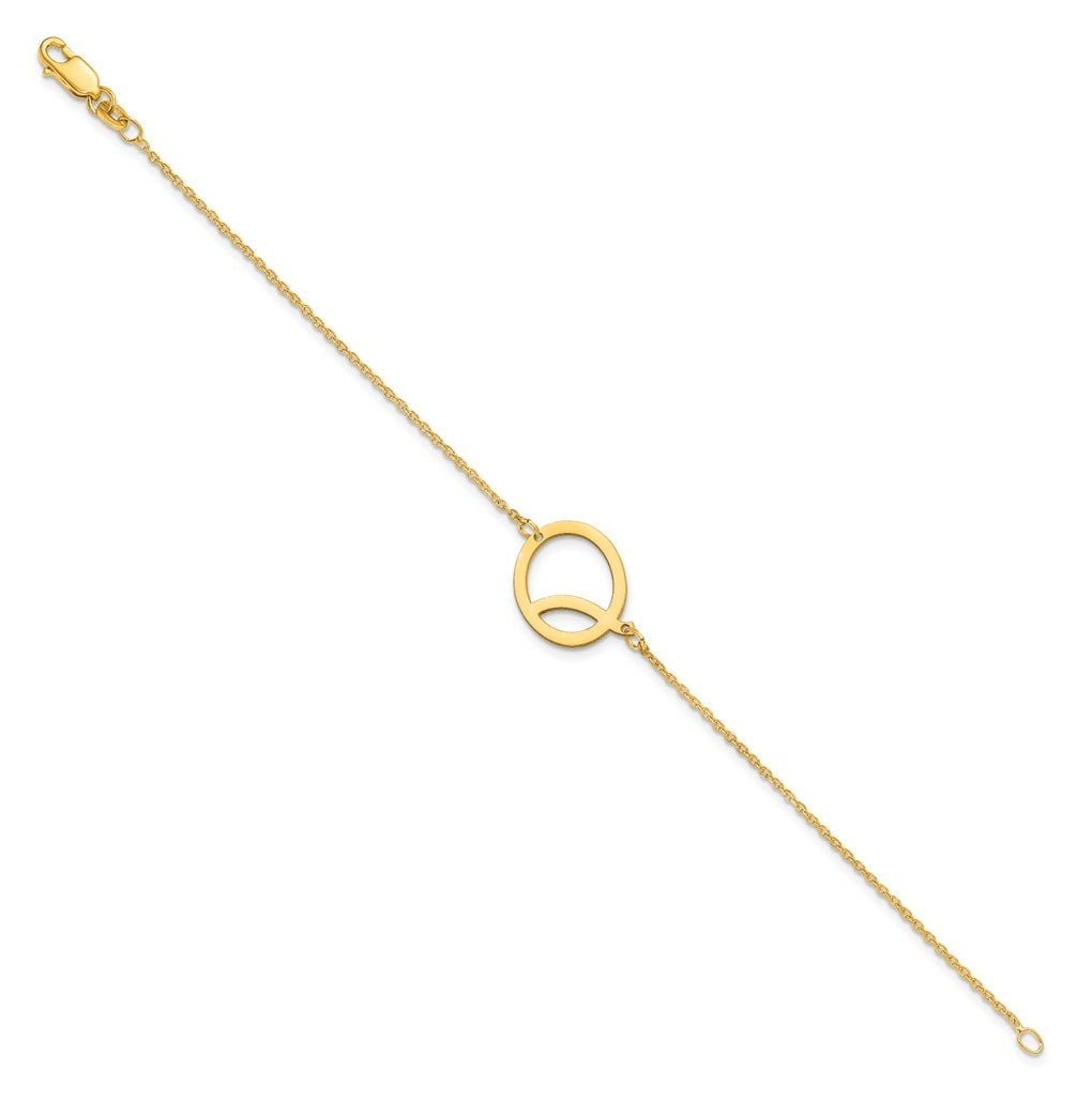 14K Yellow Or White Or Rose Gold Or Sterling Silver Or Gold Plated Polished Small Letter Bracelet