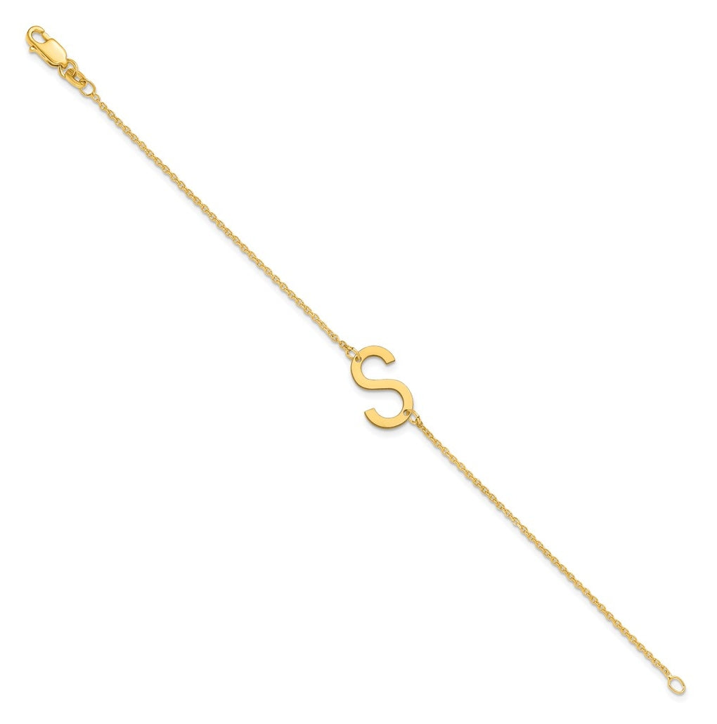 14K Yellow Or White Or Rose Gold Or Sterling Silver Or Gold Plated Polished Small Letter Bracelet
