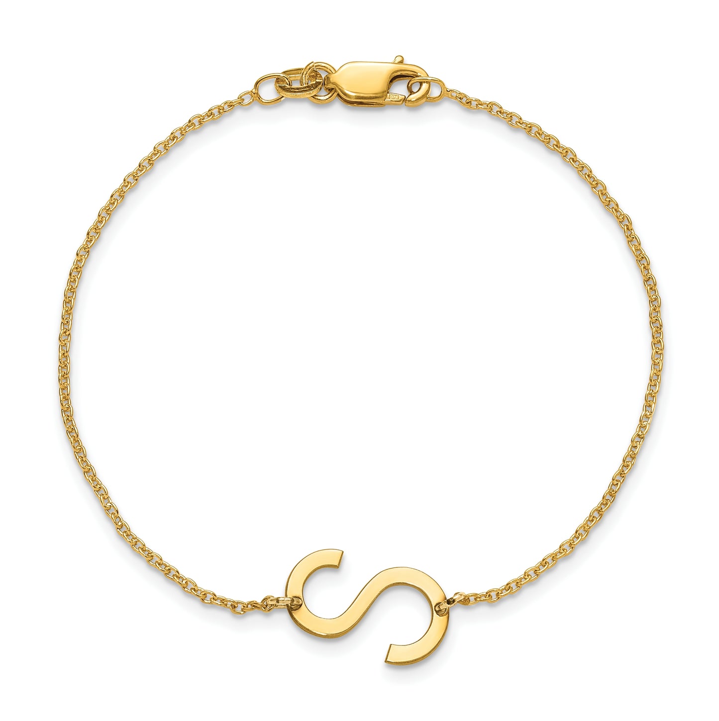 14K Yellow Or White Or Rose Gold Or Sterling Silver Or Gold Plated Polished Small Letter Bracelet