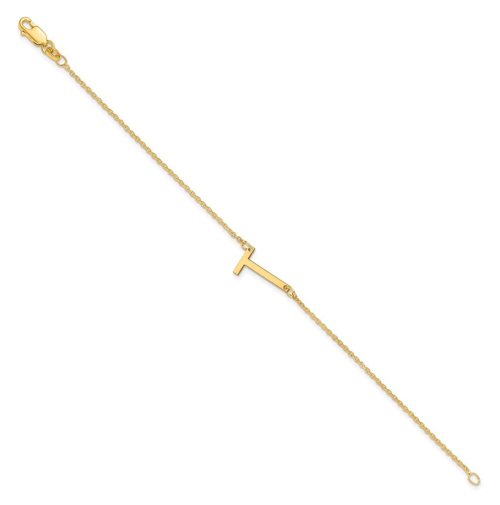 14K Yellow Or White Or Rose Gold Or Sterling Silver Or Gold Plated Polished Small Letter Bracelet