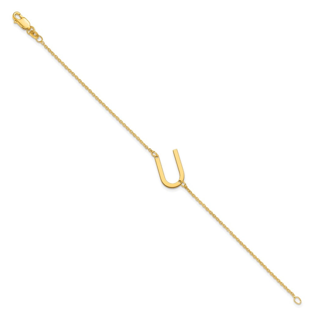 14K Yellow Or White Or Rose Gold Or Sterling Silver Or Gold Plated Polished Small Letter Bracelet