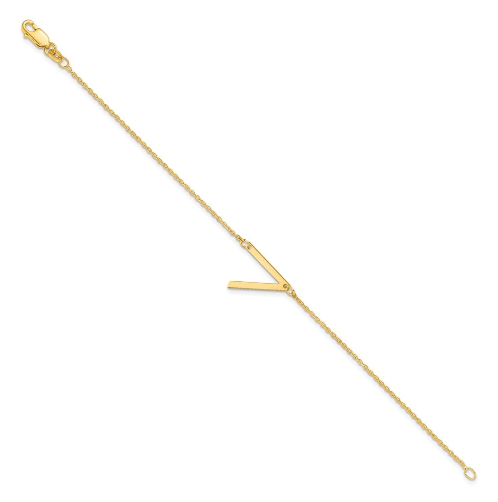 14K Yellow Or White Or Rose Gold Or Sterling Silver Or Gold Plated Polished Small Letter Bracelet