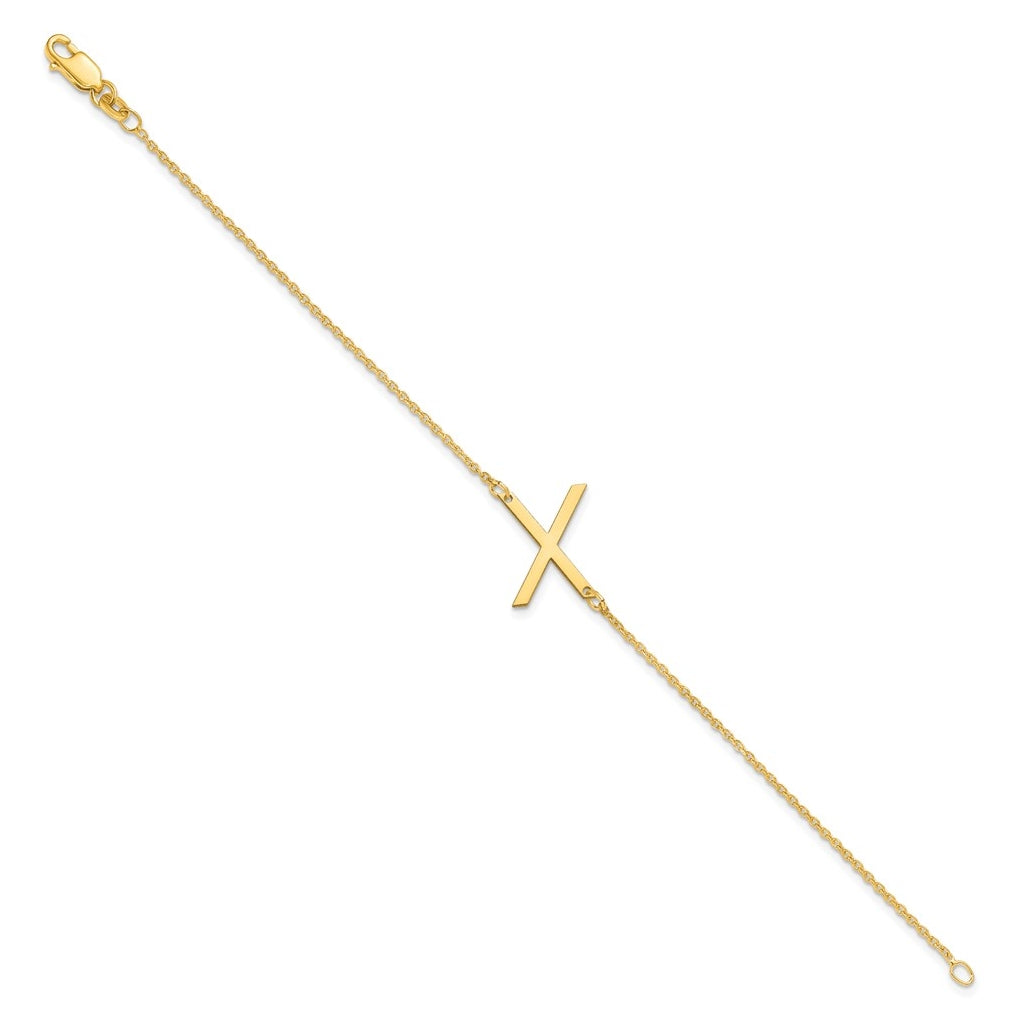 14K Yellow Or White Or Rose Gold Or Sterling Silver Or Gold Plated Polished Small Letter Bracelet