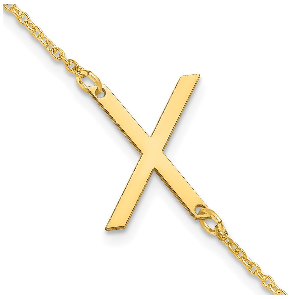 14K Yellow Or White Or Rose Gold Or Sterling Silver Or Gold Plated Polished Small Letter Bracelet
