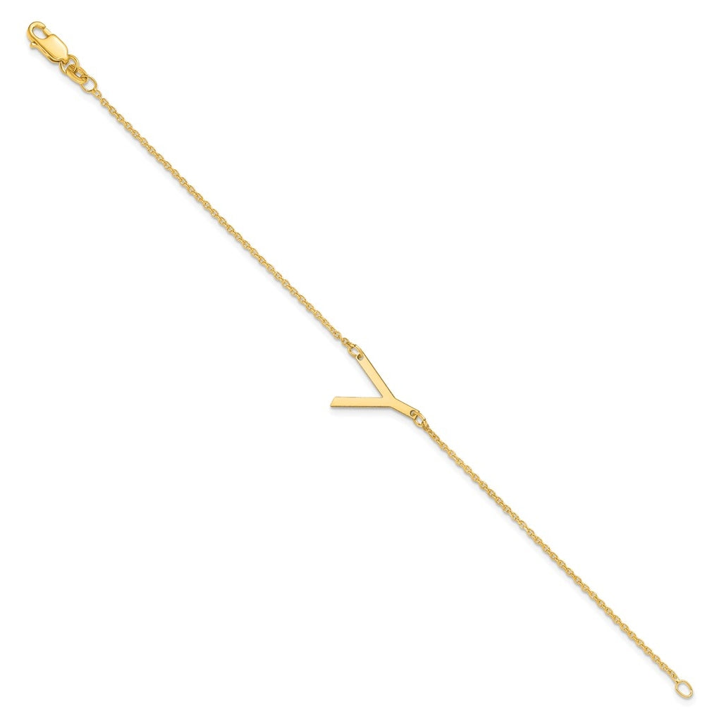 14K Yellow Or White Or Rose Gold Or Sterling Silver Or Gold Plated Polished Small Letter Bracelet