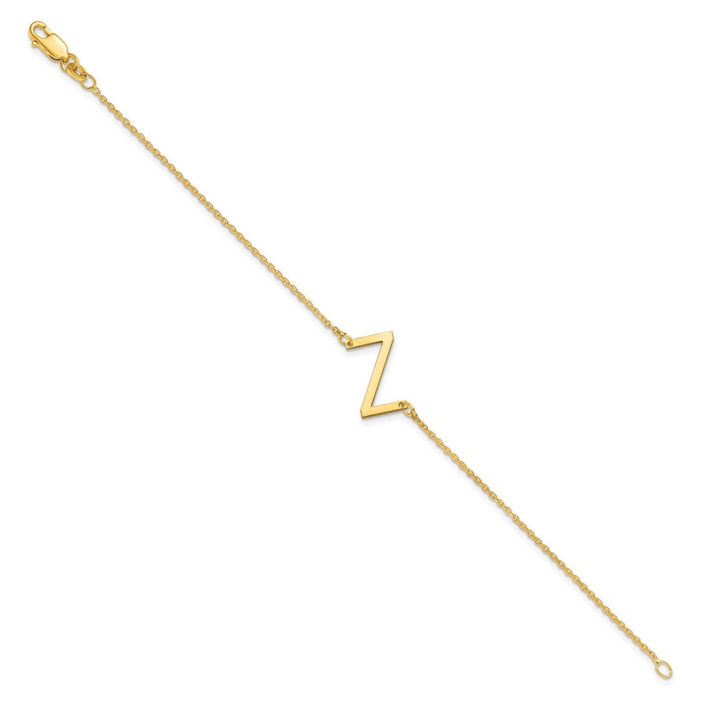 14K Yellow Or White Or Rose Gold Or Sterling Silver Or Gold Plated Polished Small Letter Bracelet