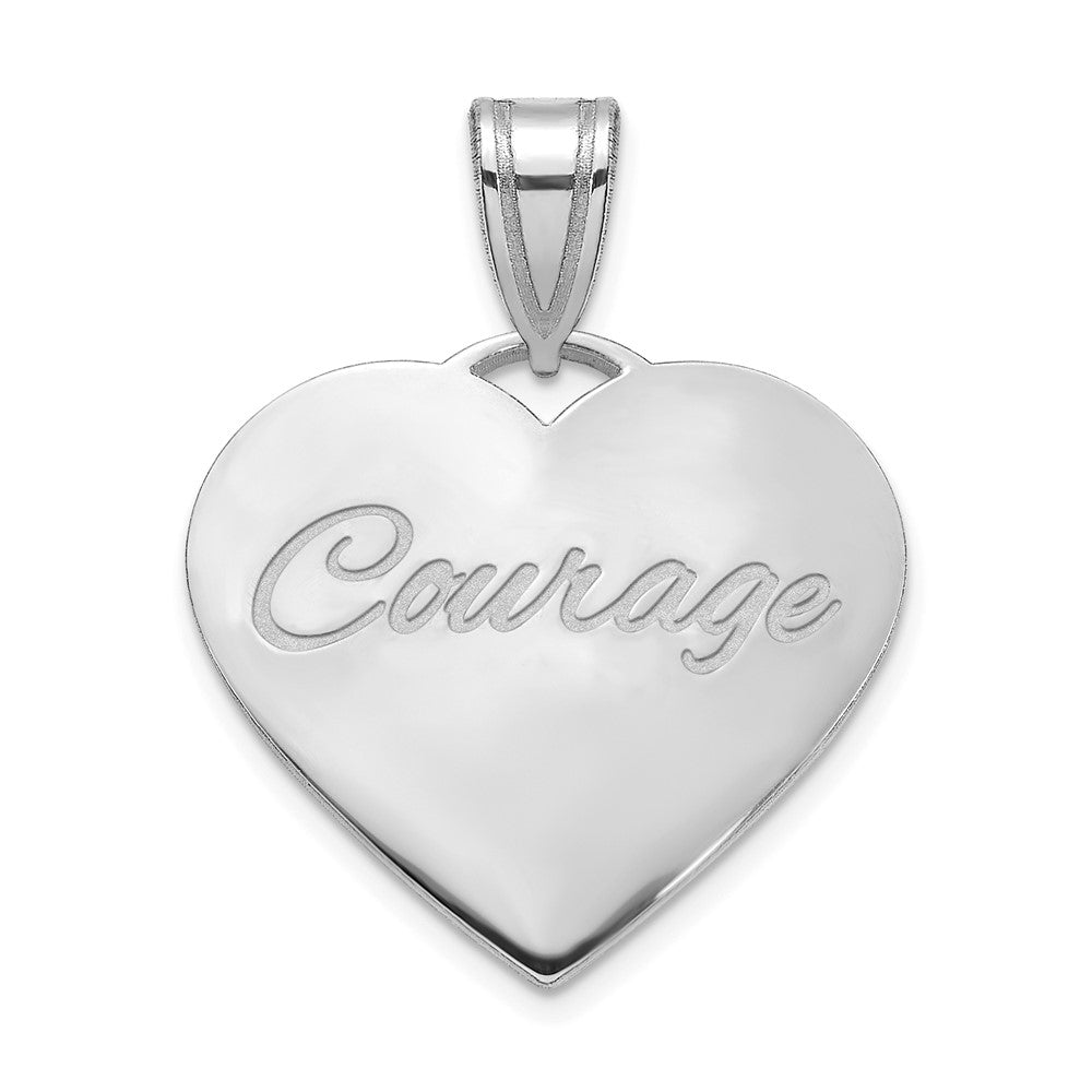 14K White Gold Medium Domed Heart
