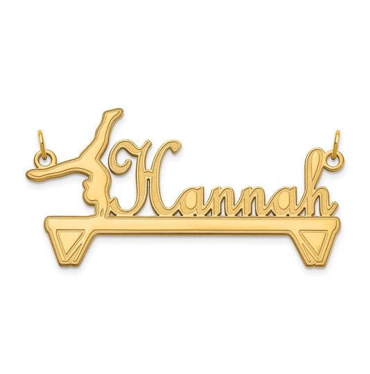 14K Yellow Or White Or Rose Gold Or Sterling Silver Or Gold Plated Gymnastics Nameplate