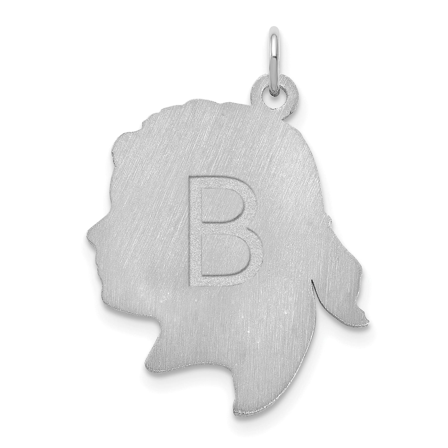 Sterling Silver Polished Girls Head Charm with Back Engraving