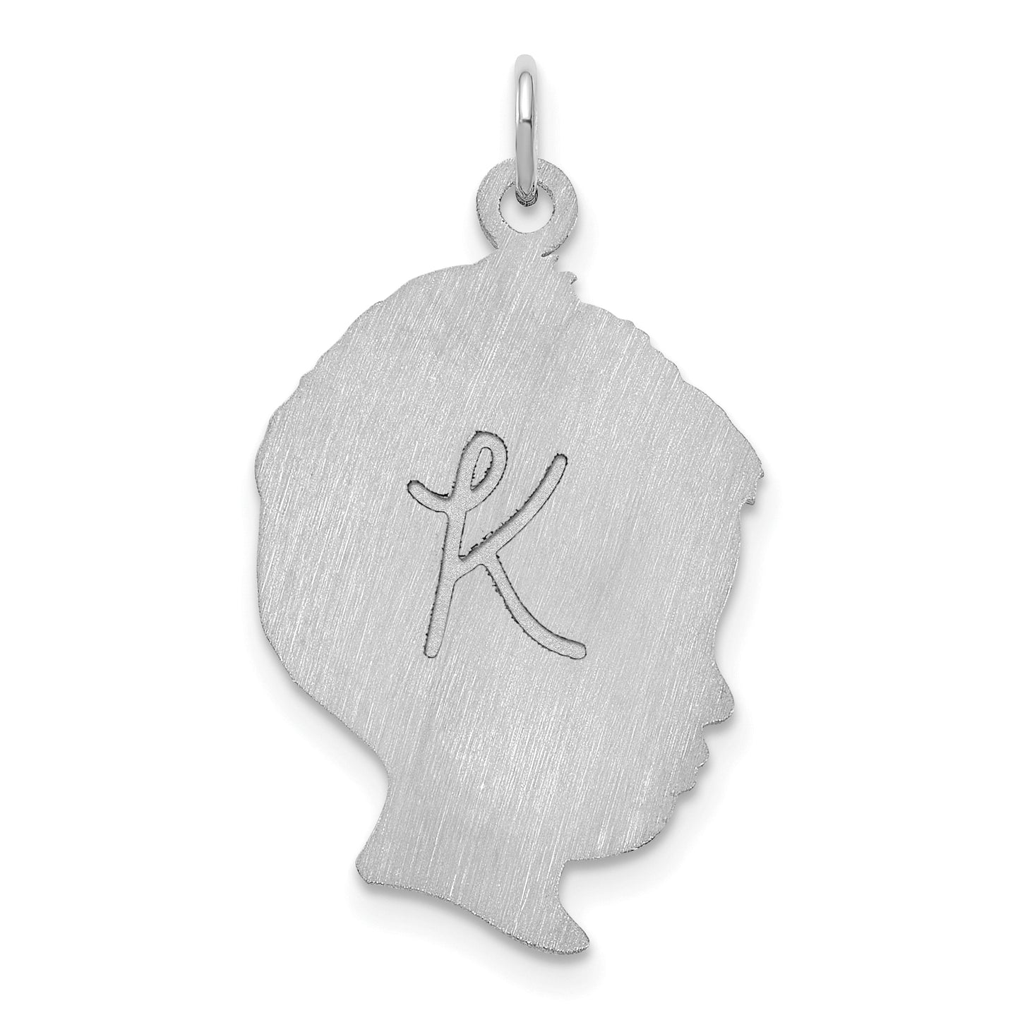 Sterling Silver Polished Boys Head Charm with Back Engraving