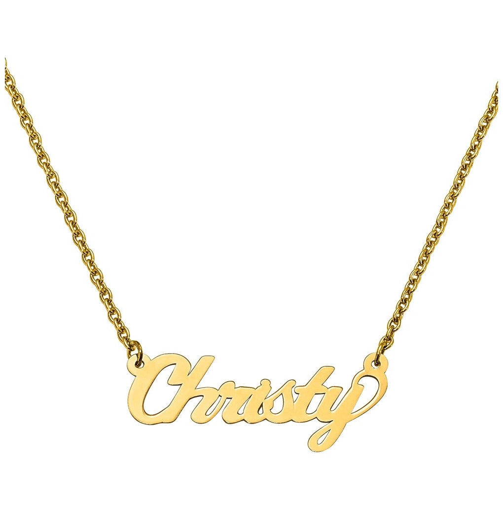 14K Yellow Gold .013 Gauge Polished Name Plate Pendant w 18 Chain