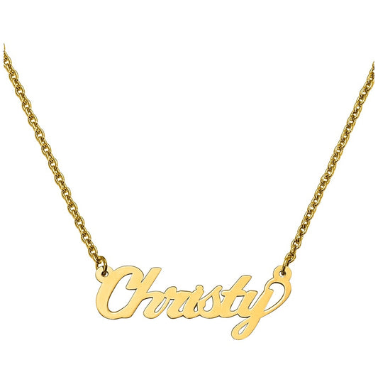 14K Yellow Gold .013 Gauge Polished Name Plate Pendant w 20 Chain