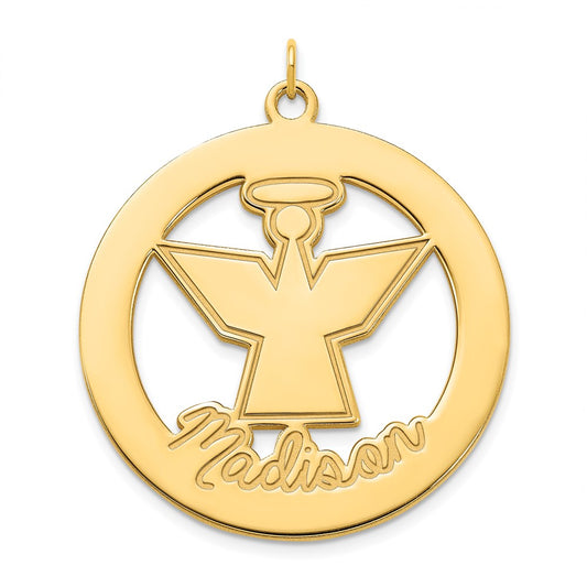 10K Yellow Gold Polished Angel Charm with Name