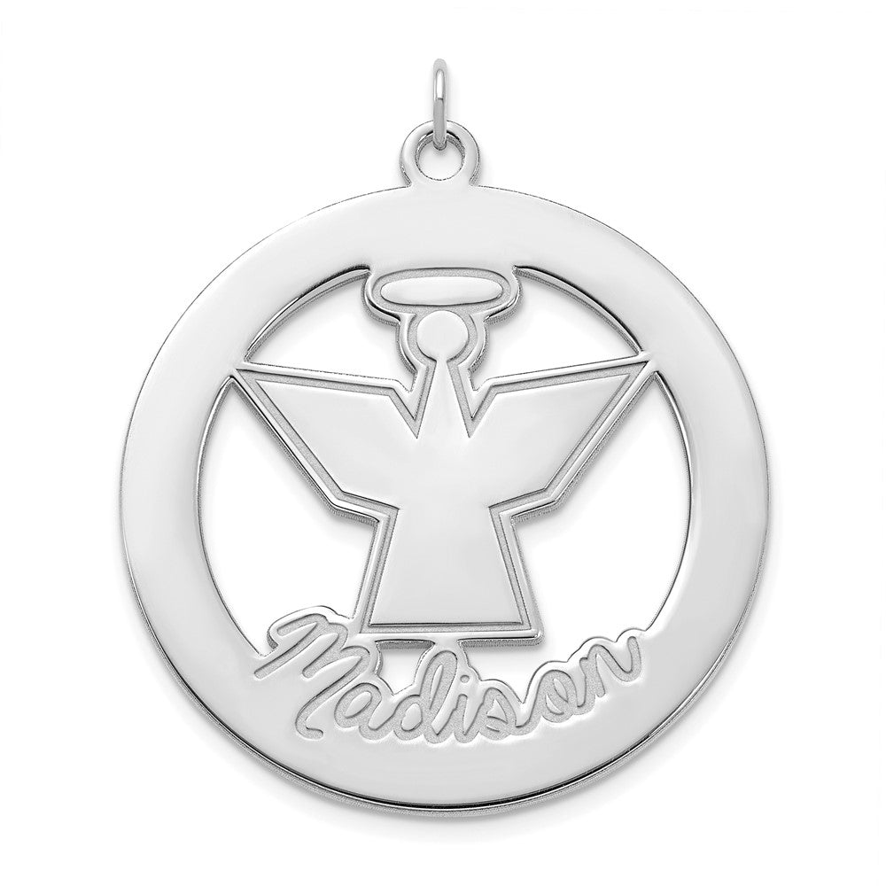 Sterling Silver Polished Angel Charm with Name