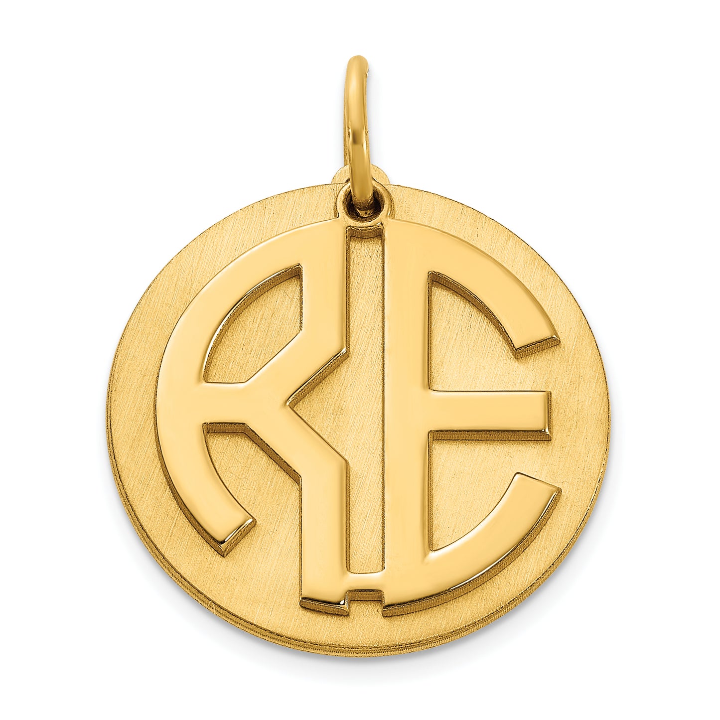 Sterling Silver Gold PlatedBrushed Reversable 2 Letter Monogram with Disc