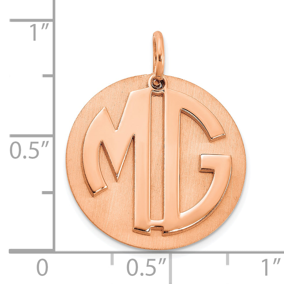 14K Rose Gold Brushed Reversable 2 Letter Monogram with Disc