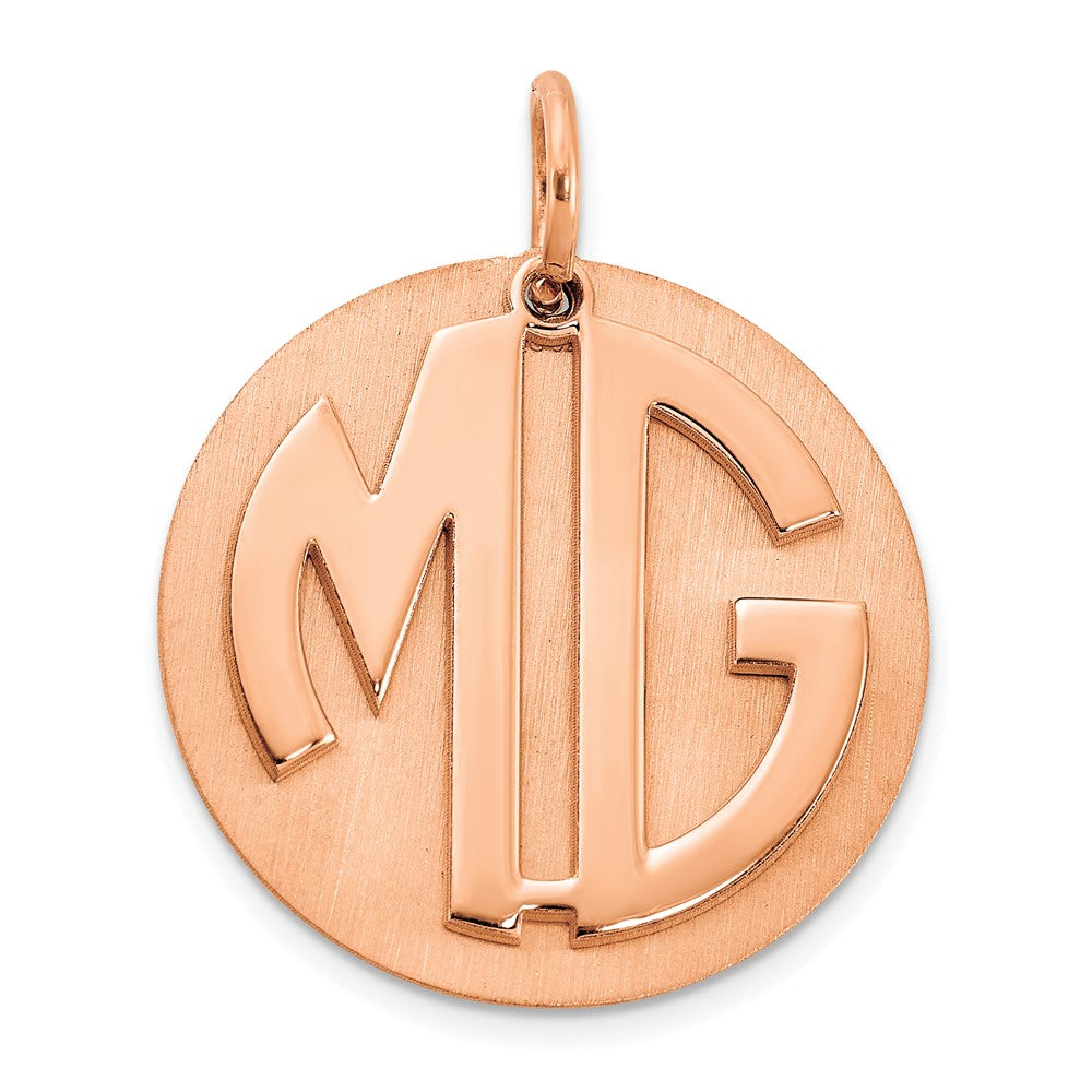 Sterling Silver Rose Gold Plated Brushed Reversable 2 Letter Monogram with D
