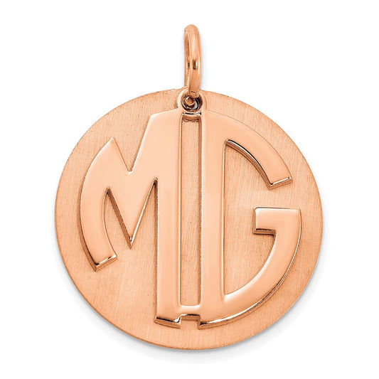 14K Rose Gold Brushed Reversable 2 Letter Monogram with Disc