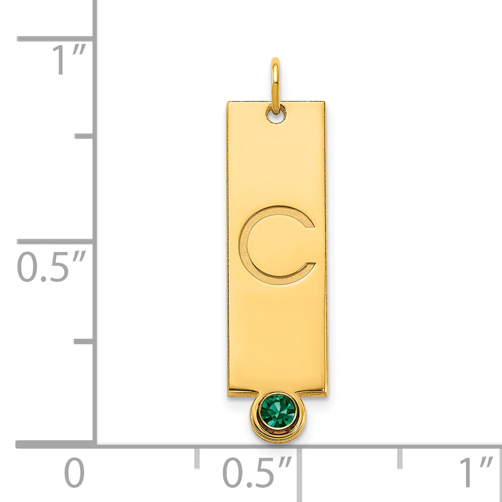 Sterling Silver Gold PlatedPolished Vertical Bar with Birthstone