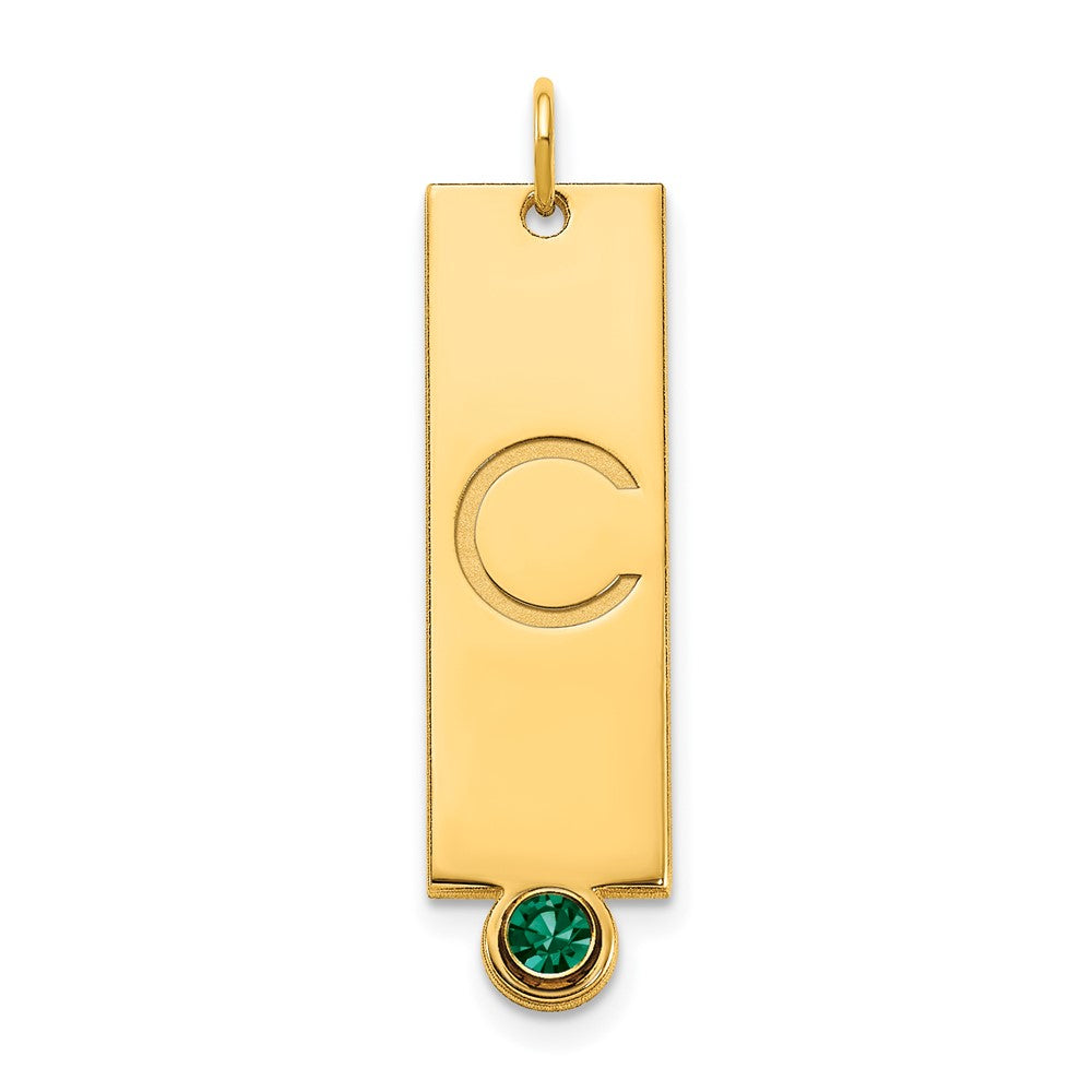 Sterling Silver Gold PlatedPolished Vertical Bar with Birthstone
