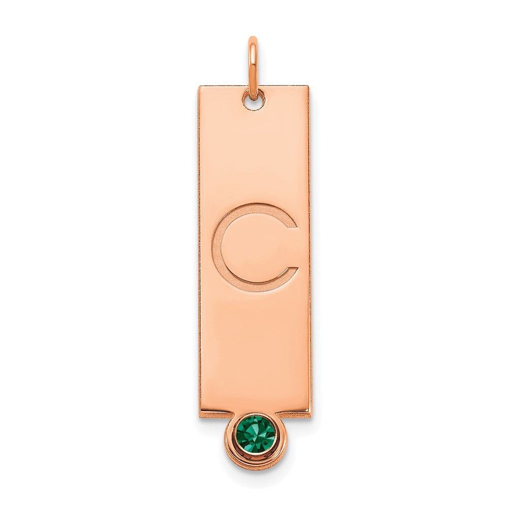 Sterling Silver Rose Gold Plated Polished Vertical Bar with Birthstone