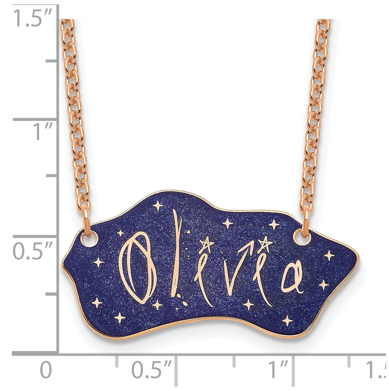 14K Yellow Or White Gold Or Sterling Silver Gold Plated Glitter Epoxy Name Plate Necklace