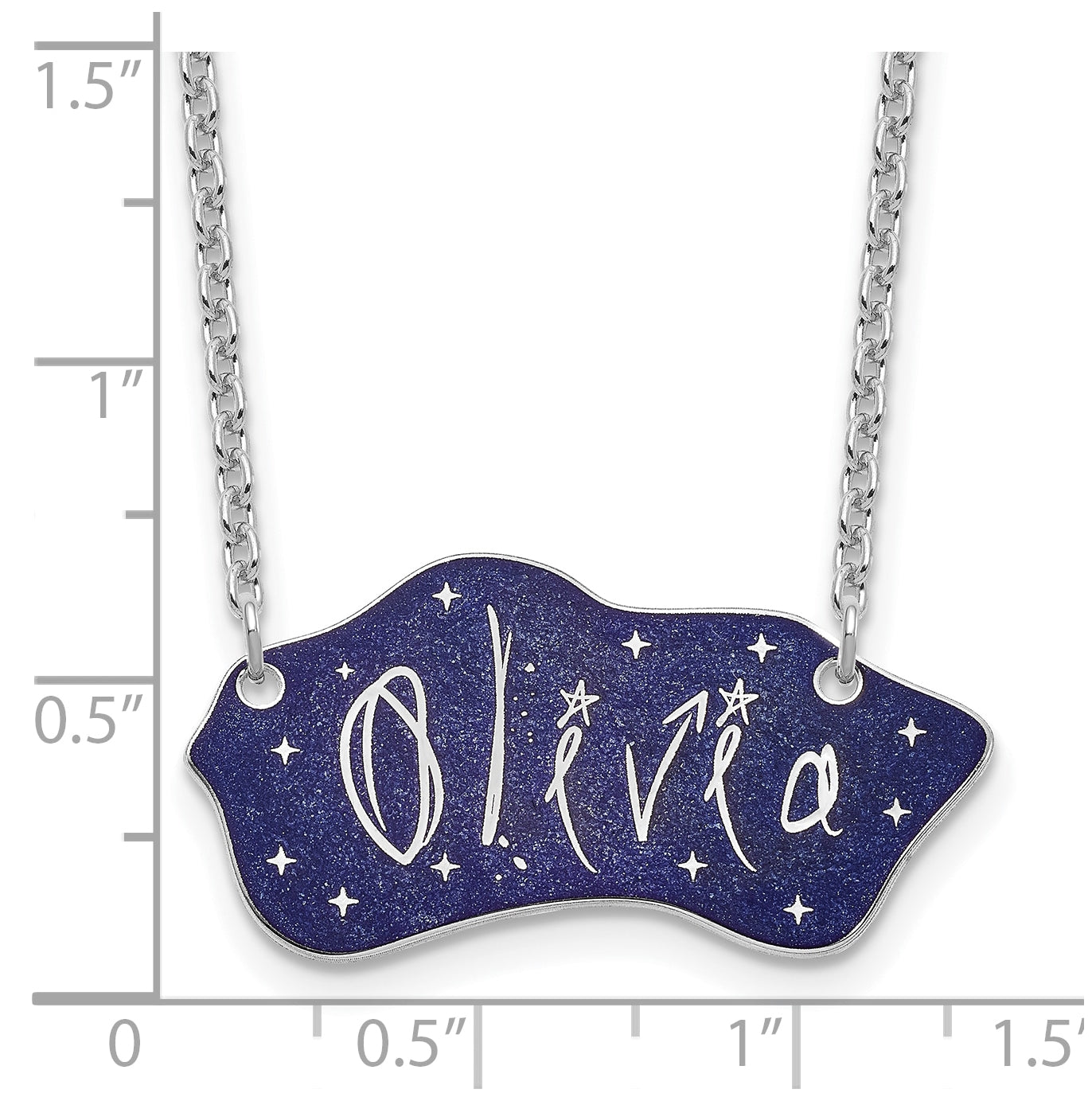 14K Yellow Or White Gold Or Sterling Silver Gold Plated Glitter Epoxy Name Plate Necklace