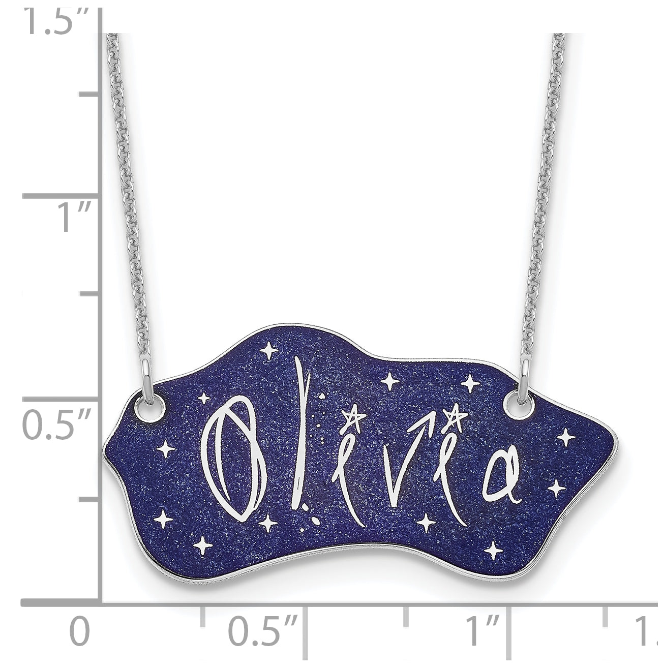 14K Yellow Or White Gold Or Sterling Silver Gold Plated Glitter Epoxy Name Plate Necklace
