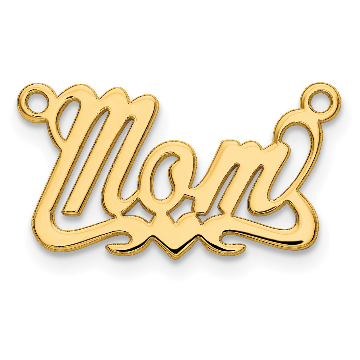 Sterling Silver Gold Plated Polished Heart Name Plate