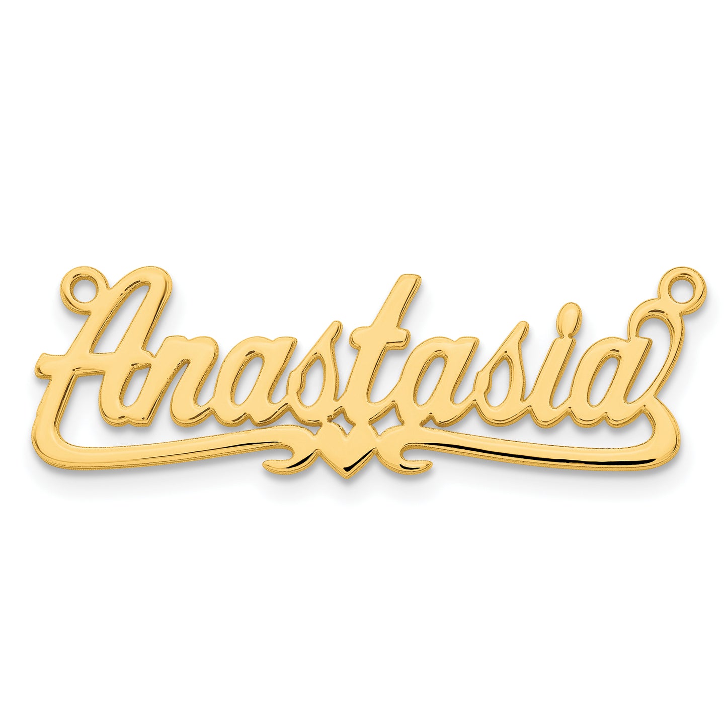 Sterling Silver Gold Plated Polished Heart Name Plate