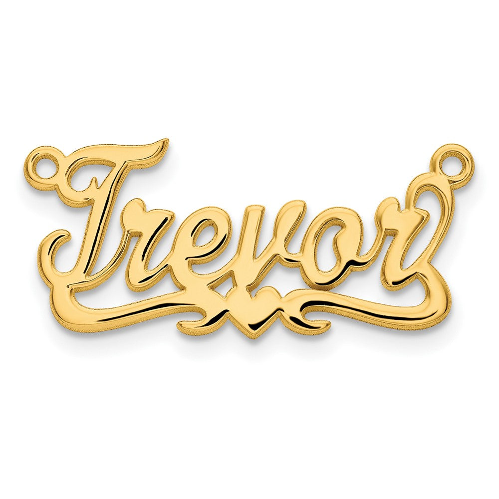 Sterling Silver Gold Plated Polished Heart Name Plate