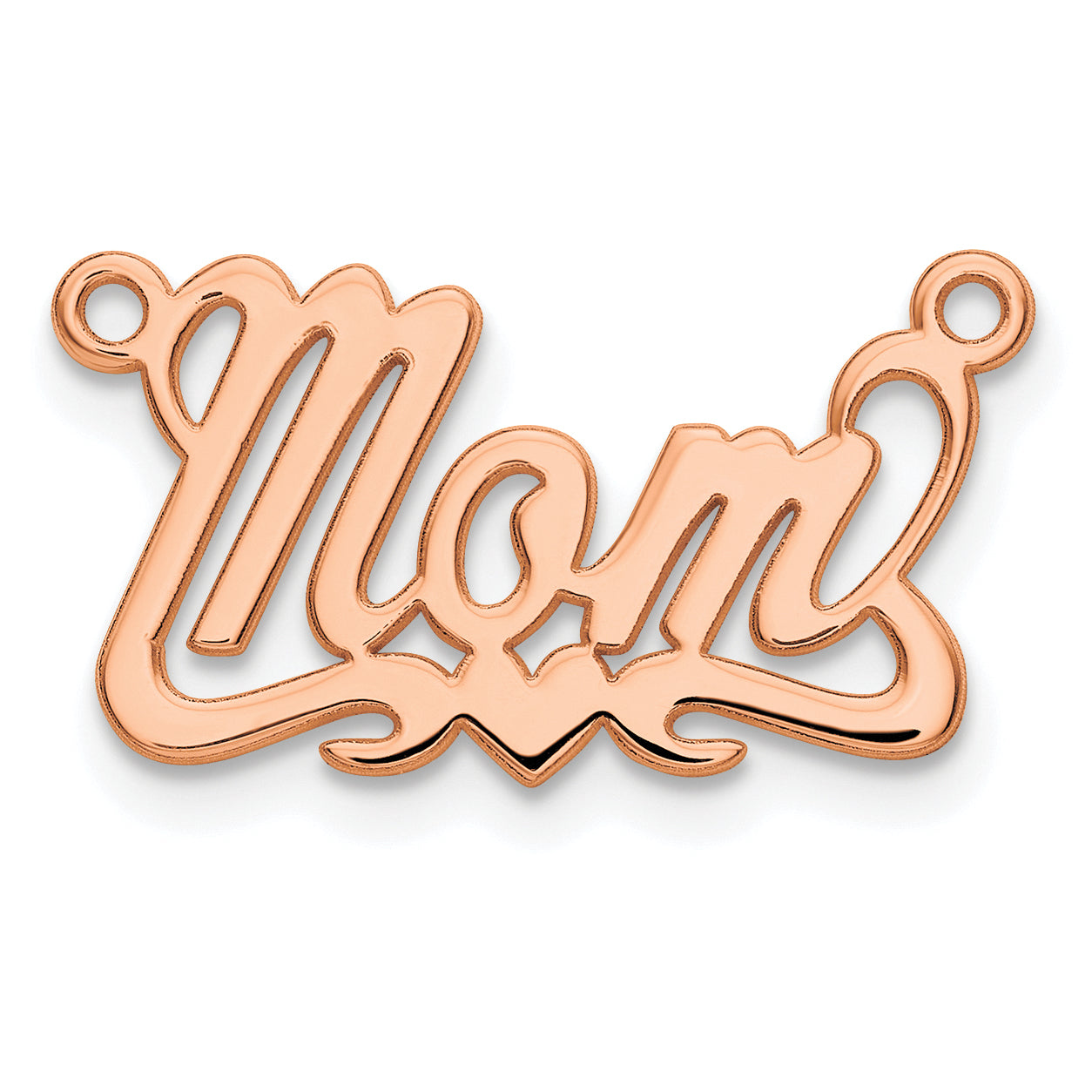 Sterling Silver Rose Gold plated Polished Heart Name Plate