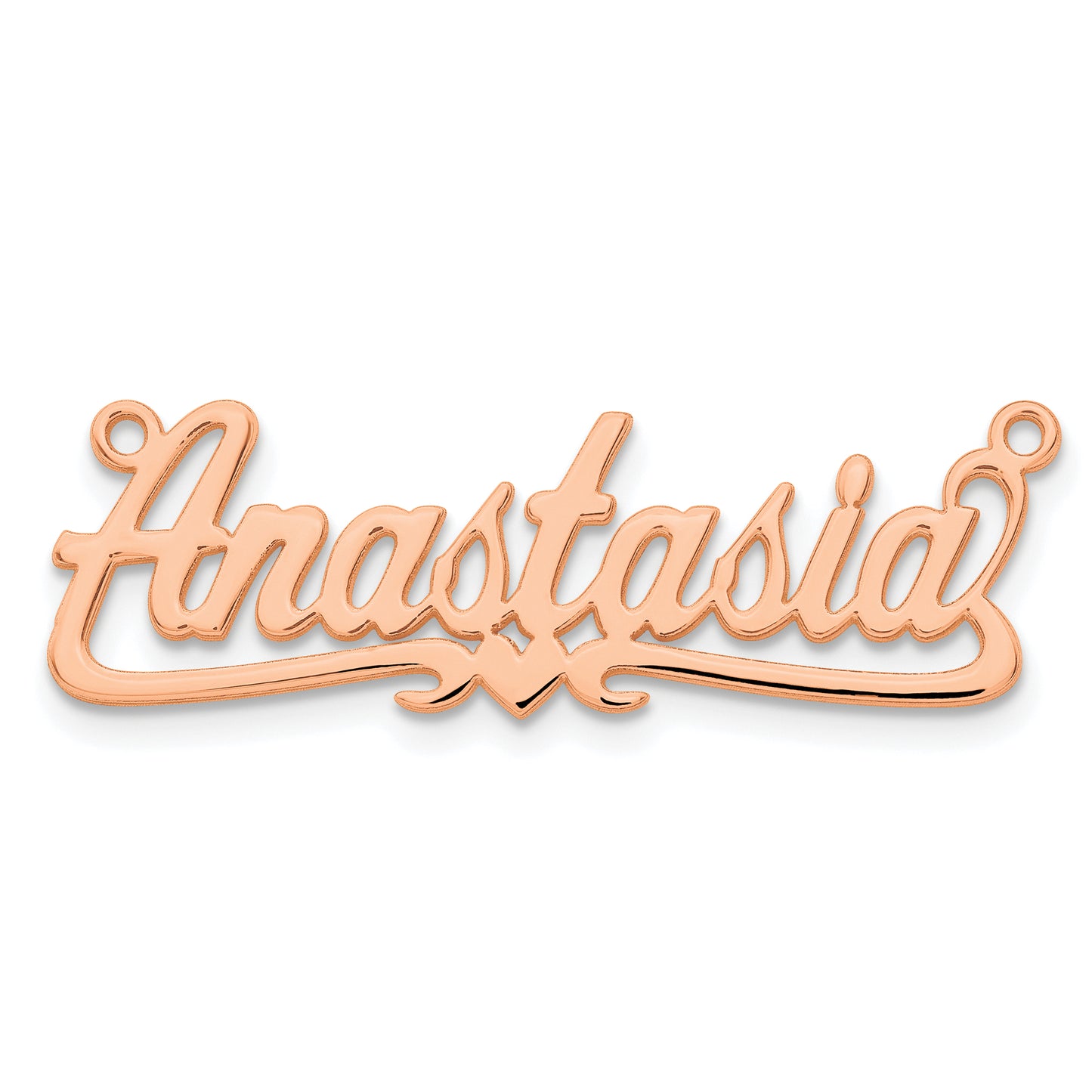 Sterling Silver Rose Gold plated Polished Heart Name Plate