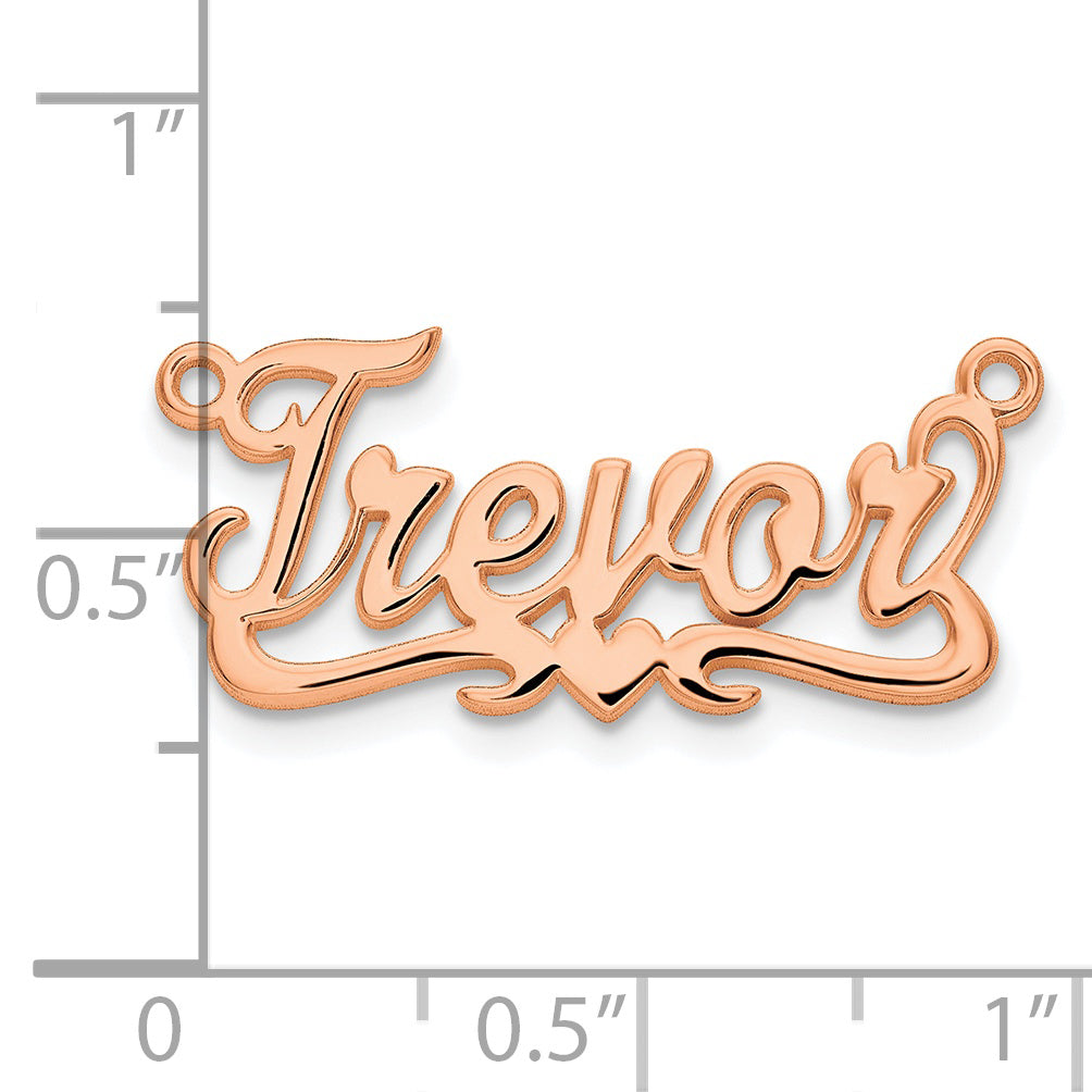 Sterling Silver Rose Gold plated Polished Heart Name Plate