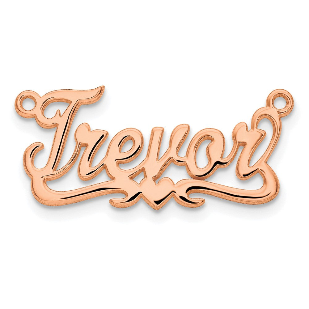 Sterling Silver Rose Gold plated Polished Heart Name Plate