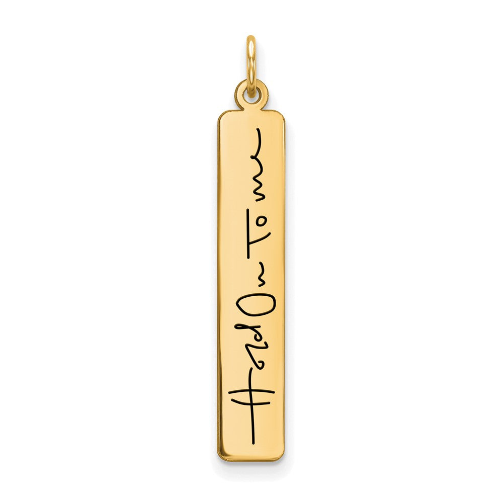 14K Yellow Gold Large Vertical Personalized Signature Bar Charm